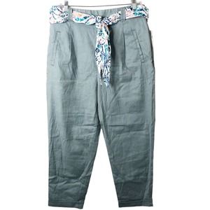 Anthropologie NWT Women's Ett:Twa Blue Gray Nias Linen Blend Cuffed Pants 10